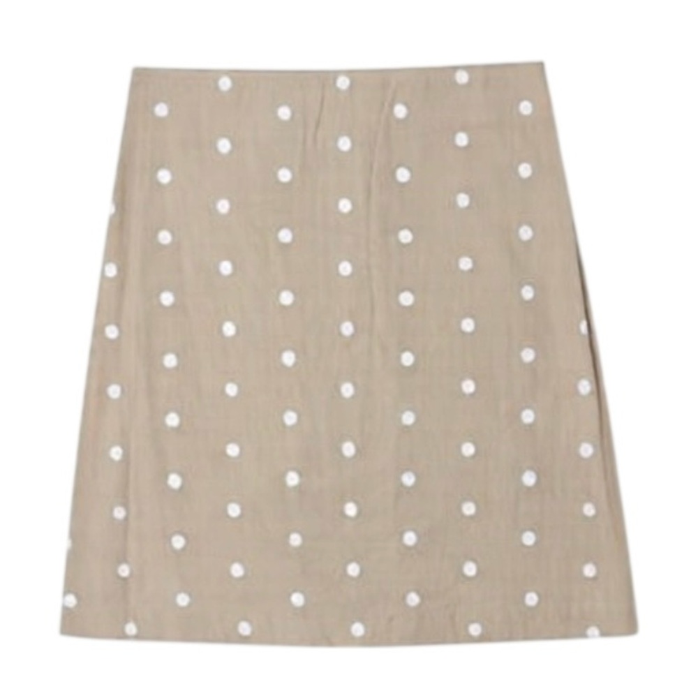 Old Navy Tan A-Line Skirt with White Polka Dots
